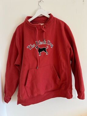 The Black Dog Red Crewneck Sweatshirt with Black Logo